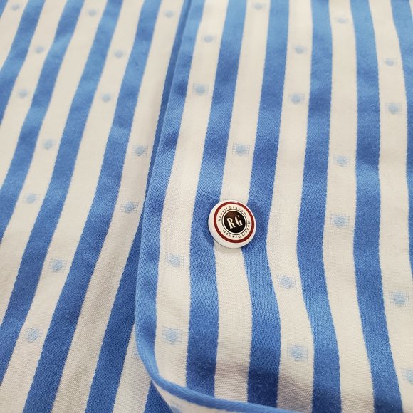Robert Graham Dress Shirt Men Medium 15.5 / 39 Blue Striped Tailored Fit Vintage - Picture 7 of 16